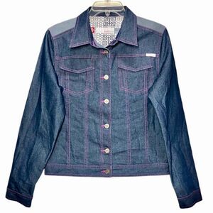Ecko Red Denim Jacket in Blue with Pink Thread Women’s L